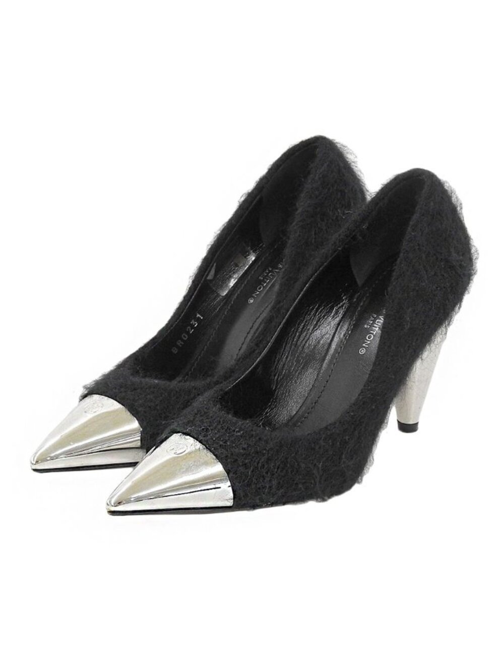 Louis Vuitton LV Logo Mohair Line Black Heels 34
